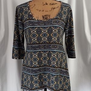 Wilde M Geometric 3/4 Sleeve Shirt